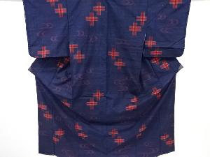 未使用品　十字模様織出し手織り紬着物